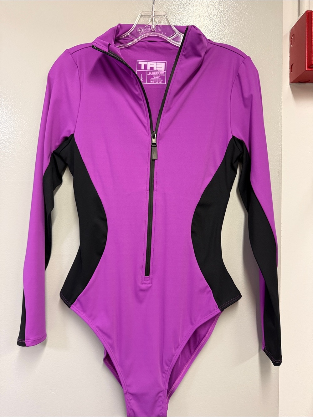 TAE Purple and Black Long-Sleeve Zip Kids One-Piece Bodysuit